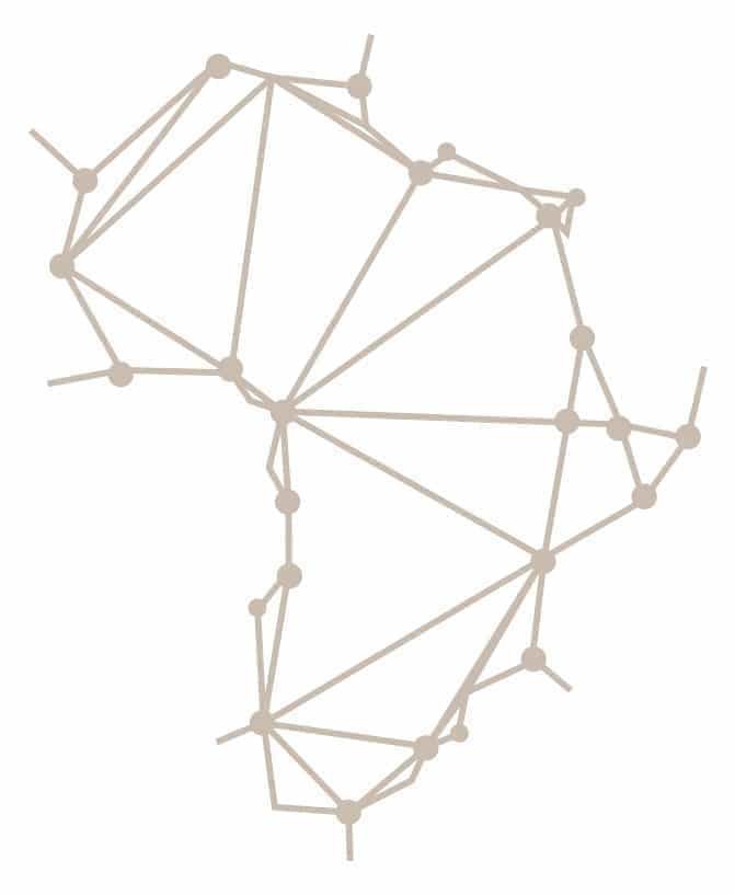 carte montrant les liens reliant l'Afrique à travers le projet MUNTU